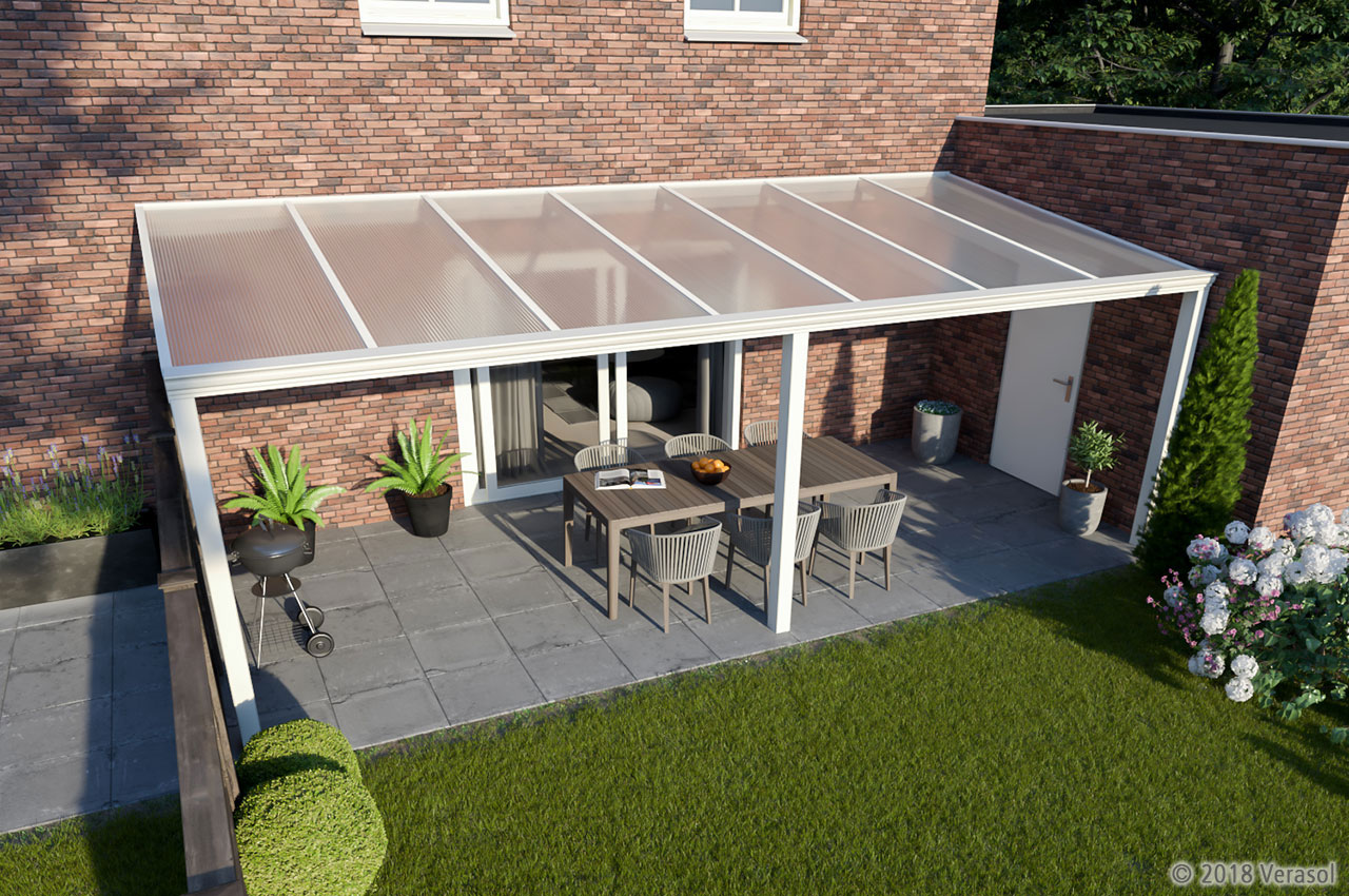 Veranda wit 7000x3000 Polycarbonaat Breuer Veranda's.nl